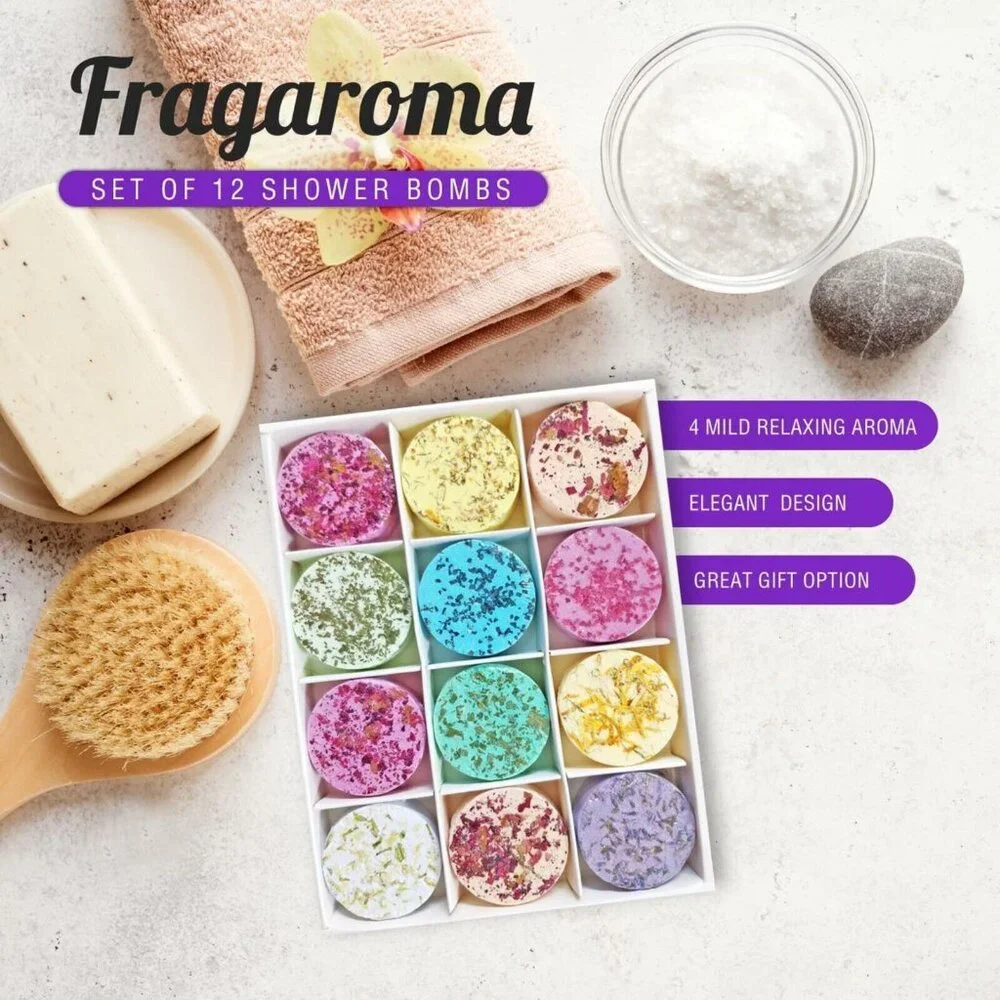 X3 Fragaroma Set of 12 Shower Bombs Shower Steamers Aromatherapy Essential Oils